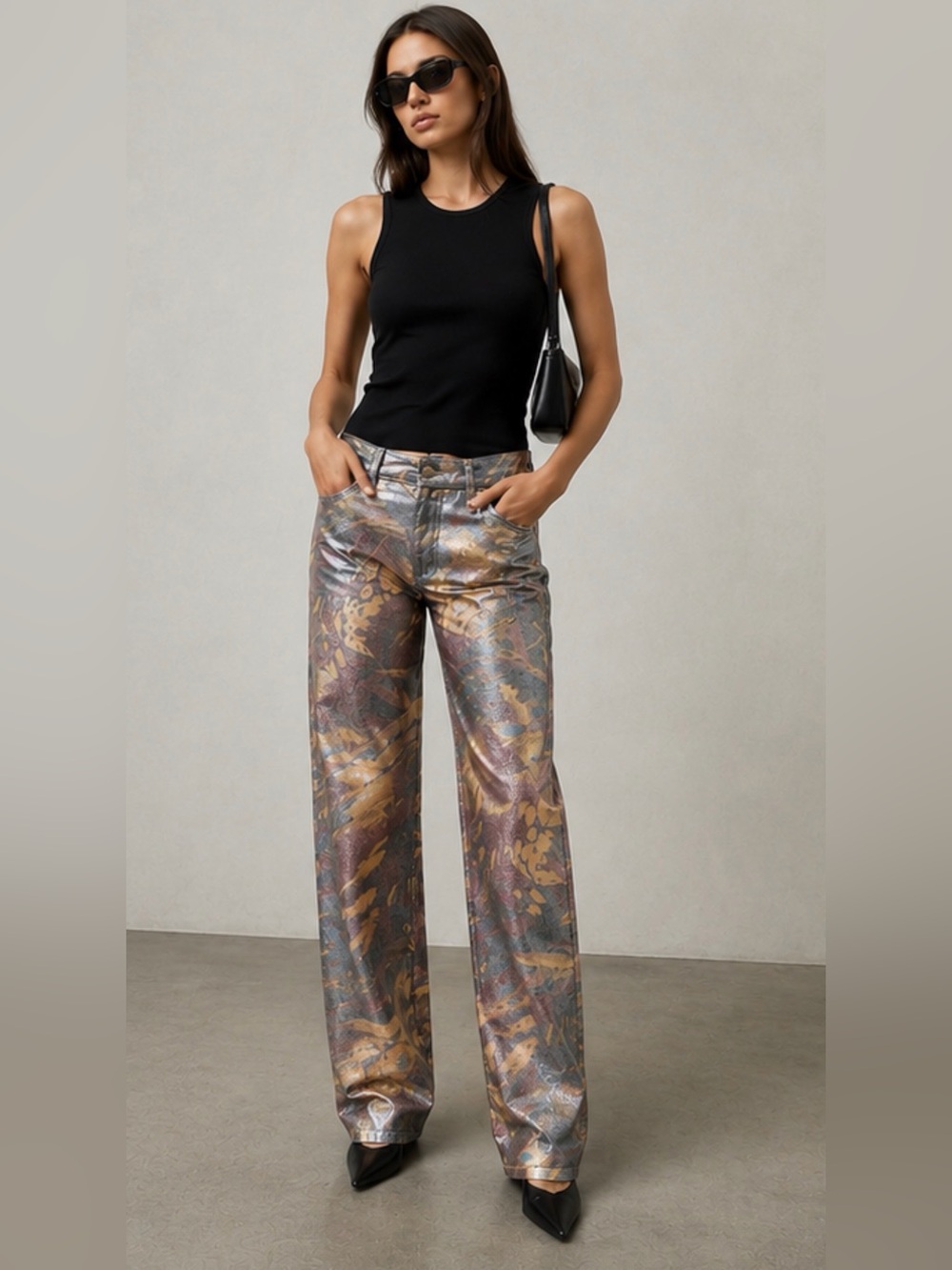Versace Metallic Silver Multi-Tone Jeans size 28